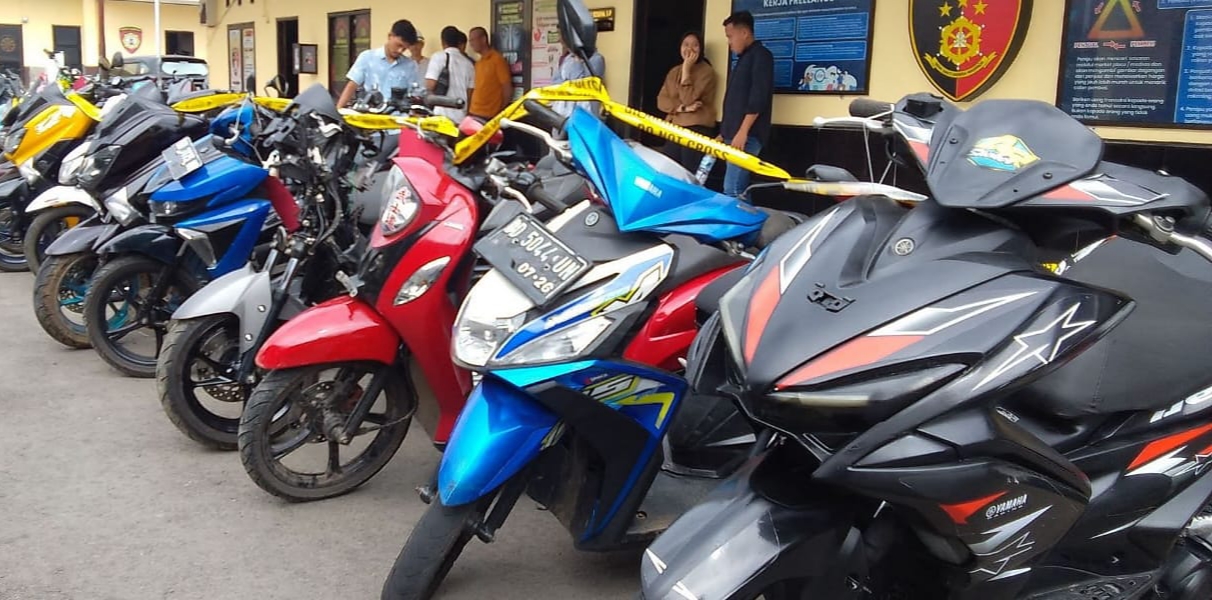 foto:15 sepeda motor yang berhasil diamankan sebagai barang bukti 